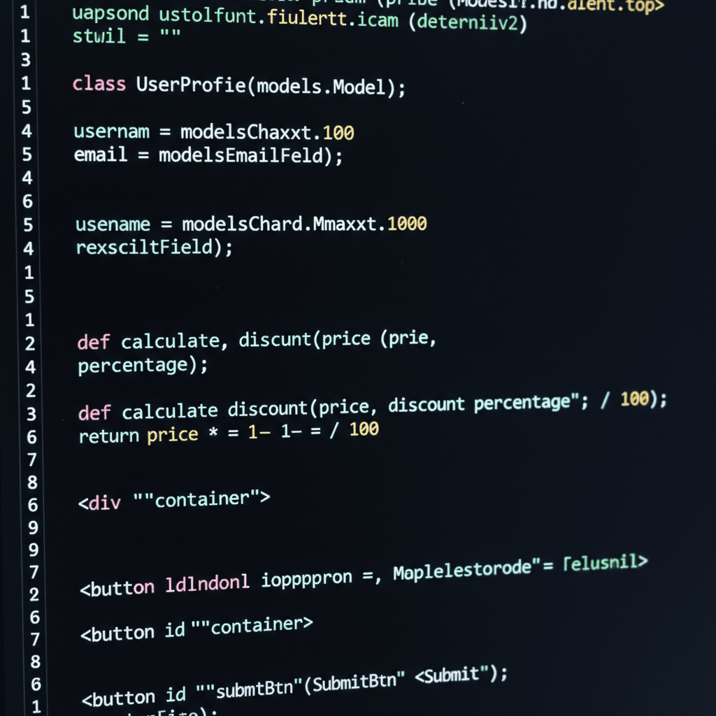 Close up of code on a monitor